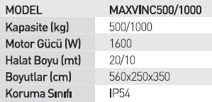 500 kg Elektrikli Vinc